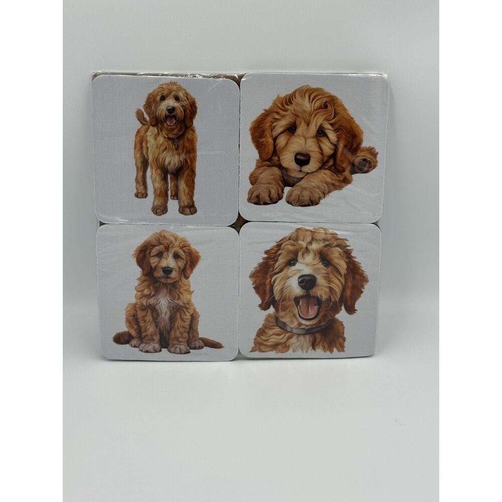 4 Piece Set Goldendoodle Dog Neoprene Coasters